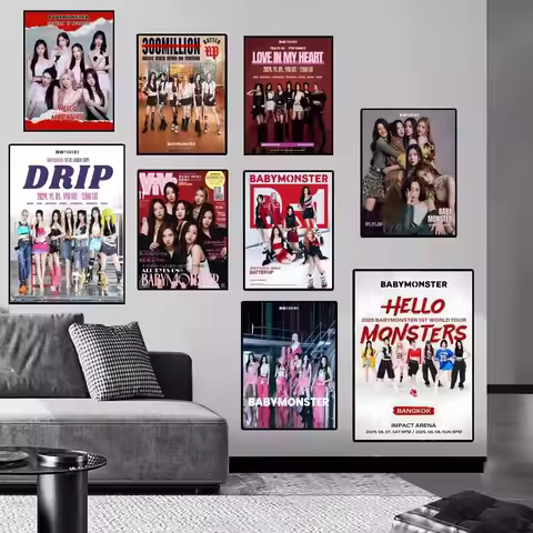Kpop B-Babymonster Movie Sticky Posters Vintage Room Home Bar Cafe Decor Room Wall Decor
