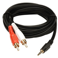 WHOLESALE 35mm To 2 RCA AV 3 Meter o Aux Cable Speaker o To RCA 3M Gold