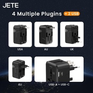 Jete Cn1 Universal Travel Adapter Dual Usb Charger Adapter Usa/Eu/Uk