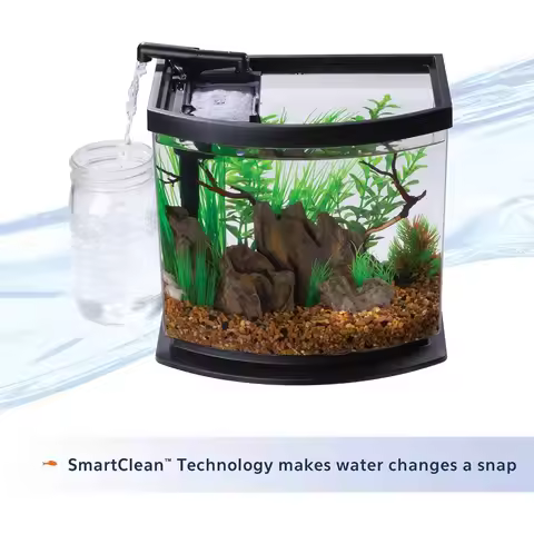 LED MiniBow Aquarium Fish Tank Kit with SmartClean Technology, 2.5 Gallon, Black