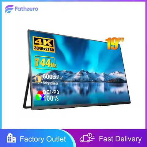 Portable Monitor 19 Inch 4K UHD 144Hz 600nits Travel Gaming Monitor IPS Screen Display USB TypeC Por