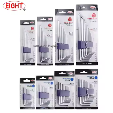 JAPAN EIGHT Hex Key Set 6 7 8 9PCS Metric Inch Allen Key Set 1.5-10MM Anti-Slip Short Long Ball End 
