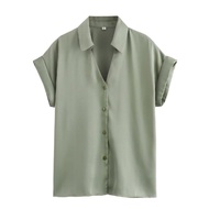 Green Casual Top satin 76225 (TS)