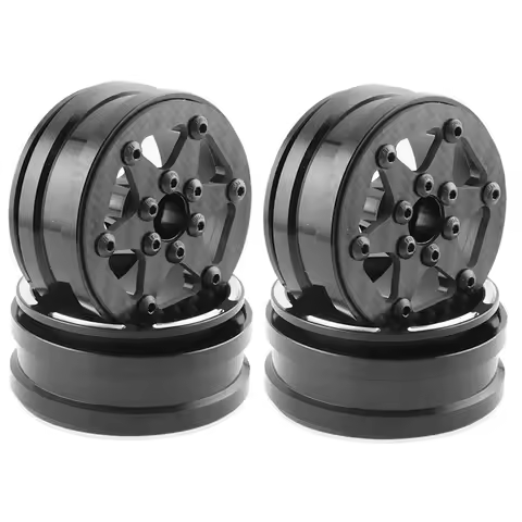 4Pcs Carbon Fiber 1.9Inch Beadlock Wheel Rim Wheel Hub For 1/10 RC Crawler Car Axial SCX10 TRX4