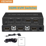 HDMI KVM Switcher 4K/30HZ 2 Port  HDMI B KVM  Video Switch  Moe Keyboard sharing HDTV Monitor Laptop Projector