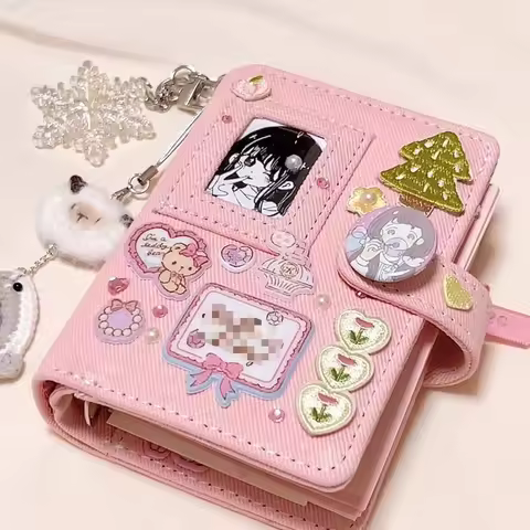 Denim M5 Mini Binder Notebook with Clear Window Pocket Aesthetic Portable Journal DIY Decor Binder S