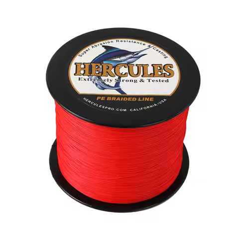 Hercules-Braided Fishing Line Cord, Red PE Braid, 4 Strands, 100m, 300m, 500m, 1000m, 10LB, 15LB, 20