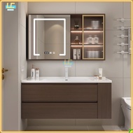 Nordic luxury solid wood multi-layer board wall-mounted bathroom cabinet drawer storage toilet with light smart makeup mirror cabinet combination