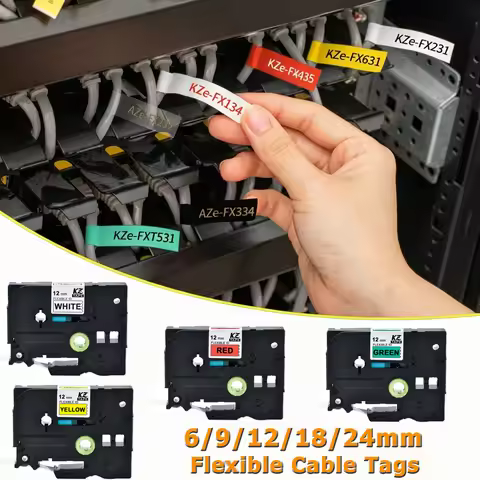 Flexible Cable Tags TZe-FX231 Compatible P touch Label Tape FX631 FX241 FX251 for Brother PT710BT PT
