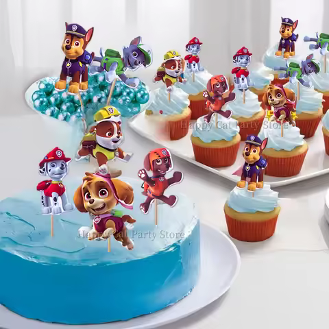 PAW Patrol Cake Topper Dog PAW Party Happy Birthday PAW Patrol Cupcake Decoration Baking DIY Supplie