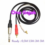 kabel audio jack akai stereo 6.5mm to 2 rca l/r gold plate 1.5 meter - 3m