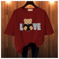 GET FASHION - BAJU KAOS ATASAN WANITA KOREAN STYLE BAJU KAOS IMPORT BEAR LOVE BLUS JUMBO OVERSIZE BI