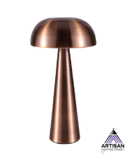 Table Lamp Mushroom Iron + ABS Rechargeable in Rose Gold LED 1.5W Battery 800mA Size D155×H205 mm.