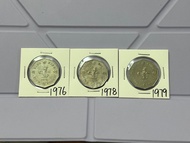 （十角形伍圓一套）香港硬幣英女王伊利沙伯 1976，1978 & 1979 年五元 Government of Hong Kong Queen Elizabeth ll 1976，1978 & 197