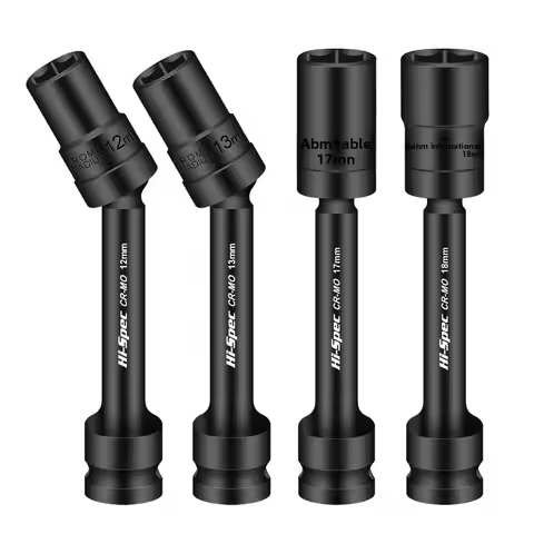 Hi-Spec Impact Universal Joint Set 1/2" Drive 360-Degree Swivel Socket Adapter, High-Torque CR-MO St