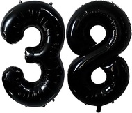 40 Inch Black Balloon Numbers 38 Black Balloon 38th Birthday Decoration Number Balloons 38 Giant Hel