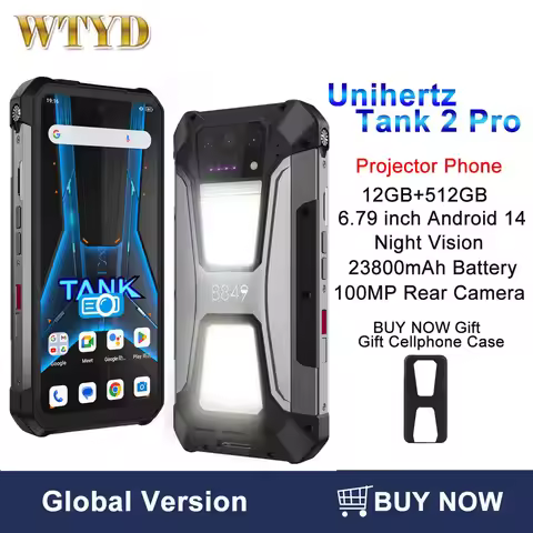 Unihertz 8849 Tank 2 Pro Rugged Phone 12GB+512GB Night Vision 6.79 "FHD Android 14 23800mAh 4G Smart