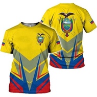 New Personalized Ecuador T Shirts Casual Ecuador Of Arms Flag 3D Printed T-shirt Short Sleeve Custom