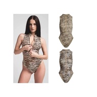 Skims Skims SIGANTURESWIMBIKINITOP Sexy Zipper Top Leopard Print Jumpsuit