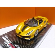 DF 1 43 Ferrari 488 Pista Spider Convertible Version Supercar Resin Model Metallic Yellow