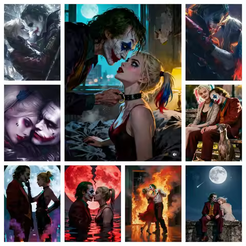 Harley Quinn And Joker Character DC Diamond Painting Cross Stitch Mosaic Embroidery Wall Decor 5D DI