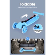 ♝Realeos Kids Scooter Foldable Adjustable Height Cartoon Tri Wheels Kick Flash Wheel LED Light 3 in 1 Seat - RF82