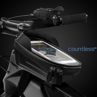 Bike Bag 1L Frame Front Tube Cycling Bag Bicycle Waterproof Phone Case Holder 6.5 Inches Touchscreen Bag MTB Accessories [countless.sg]