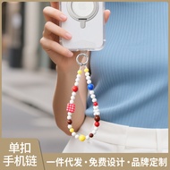 Dopamine Wrist Short Phone Lanyard Beaded Chain Earphone Anti-Lost Phone Case Sling