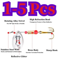 1-5pcs Spinner Lure with Treble Hook Metal Spoon Lure Jigging Wobblers Fishing Lures Vibration spoon