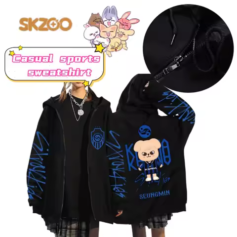 New SKZOO Stray Kids Leebit Dwaekki Jiniret Quokka Cartoon Print Hoodie Couple Style High-Value Crea