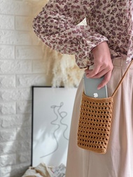 韓系編織網格手機袋/可調式/純手工/手機帶/手機保護套/聖誕禮物