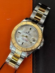 🌈🌈新返貨啦🌈🌈Vintage Rolex Yacht-Master 168623 🐚原裝白貝殼藍寶石字面 淨錶 連原裝金鋼板帶🐚1212C（廣華街店）