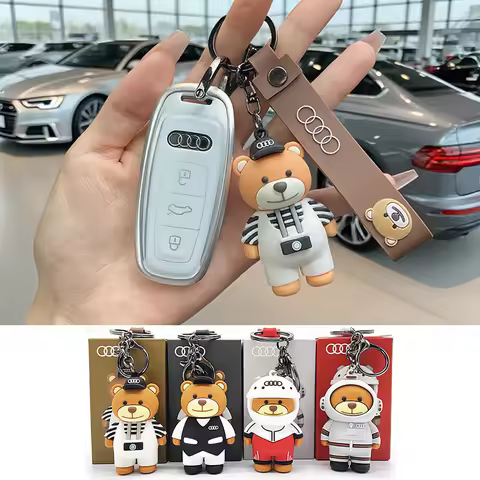 Bear Key Ring Car Keychain Custom Gift Emblem For Audi A1 A2 A3 A4 A5 A6 A7 A8 Q1 Q2 Q3 Q4 Q5 Q6 Q7 