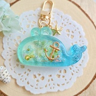 妍語手作 鑰匙圈吊飾 流沙 海洋漸層鯨魚 海星 貝殼 珍珠 船錨