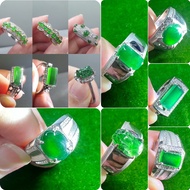Jade Ring Green Egg Face Inlaid Ring Men's Ring Women's Ring