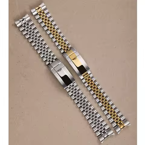 20mm silver gold solid stainless steel Jubilee watchband for Rolex Perpetual Oyster DateJust strap m