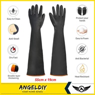 Heavy Duty Chemical Resistant Rubber Gloves Muriatic Acid Resistant Natural Anti-skid Latex Gloves P