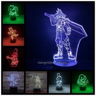 ♤ Final Fantasy Cloud Strife 3D Led Nightlight Bedroom Decor Touch Remote Colors Changing Bedside Lamp Cool Gift for Fans