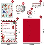 KOFECIT Letter To Santa Kit 8 Sets - 5x 7”Fill in The Blank Cards with Red Envelopes/Stickers/Seals/