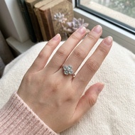 Ring N120 freesize 925 silver with 4-leaf clover face