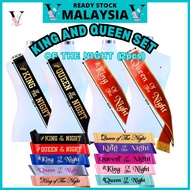 (2PCS /SET) Sash KING OF THE NIGHT , QUEEN OF THE NIGHT / SELEMPANG QUEEN OF THE NIGHT, KING OF THE 