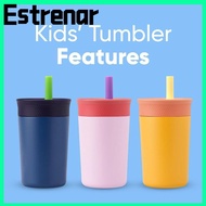 ESTRENAR Kids Water Bottle, Stainless Steel Insulation Toddler Cup with Straw, Easy To Clean Spill R