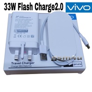 33W Charger VIVO Y33T Y77 V23e V23 V21 V21e V20 V17 V19 X50 X60 Flash Charge2.0 Adapter With Type C 