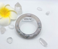 氣質灰底│櫻花瑪瑙 x 水草綠勾邊│圓條 │56.8口 │鐲子x手鐲