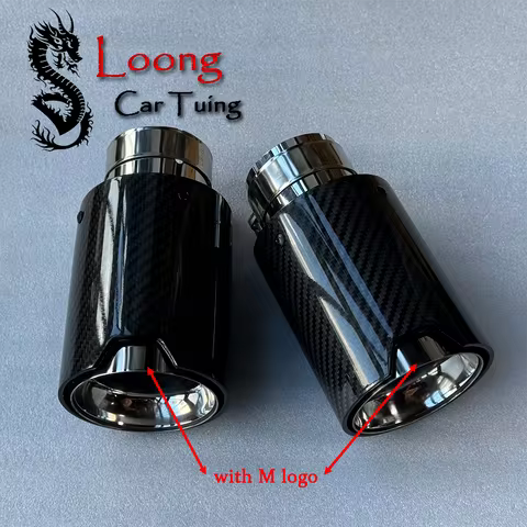 1Pcs M Performance Logo Glossy Silver M2 M3 M4 M5 Carbon Exhaust Tips For BMW F87 F80 F82 F83 F90 Ta