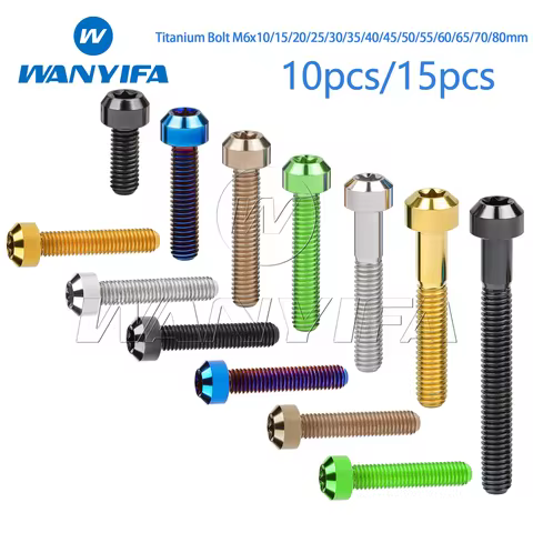 Wanyifa Titanium Bolt M6x10/15/20/25/30/35/40/45/50/55/60/65/70/80mm Chamfered Flower Head Bicycle &