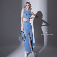 CALLING_COSTUME เสื้อกั๊กยีนส์ แมชชิ่งกับกระโปรงยีนส์ผ่าหน้า สวย เท่ Top Jean (CL201) Skirt Jean (CL