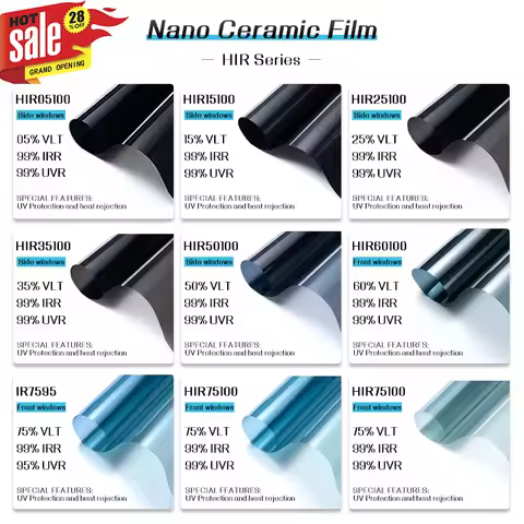 HIR100% Window Tint Car Solar Film 2Mil Nano Ceramic Foils UV Protection Home Building Sticker Films