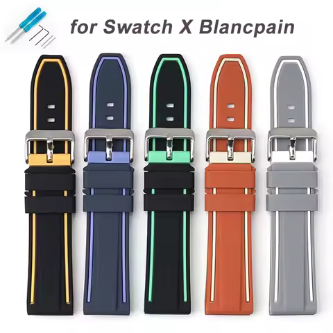 Strap for Swatch X Blancpain Five Oceans Series Men Women Silicone Rubber Watch Band 22mm Waterproof