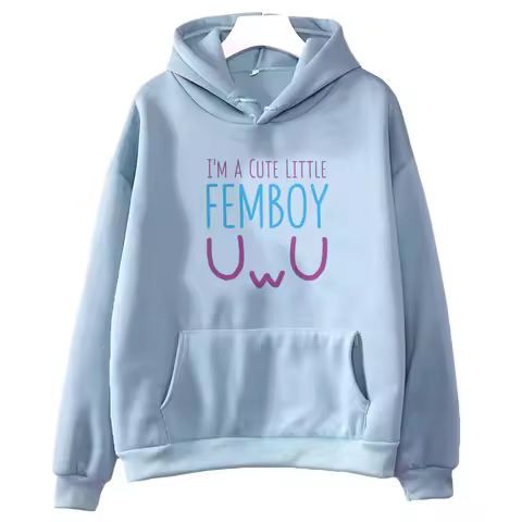 Femboy hoodie sweatshirt fashion tops cartoon 2000s ladies clothes cutecore Casual Women Loose